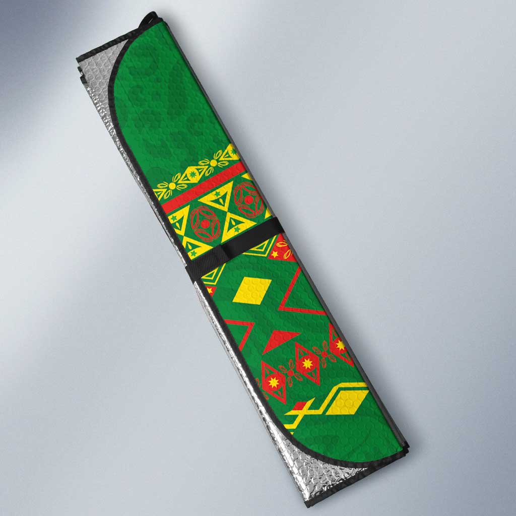 Cameroon Football Auto Sun Shade Tribal Motifs Green Color - Wonder Print Shop