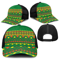 Cameroon Football Baseball Net Cap Tribal Motifs Green Color - Wonder Print Shop