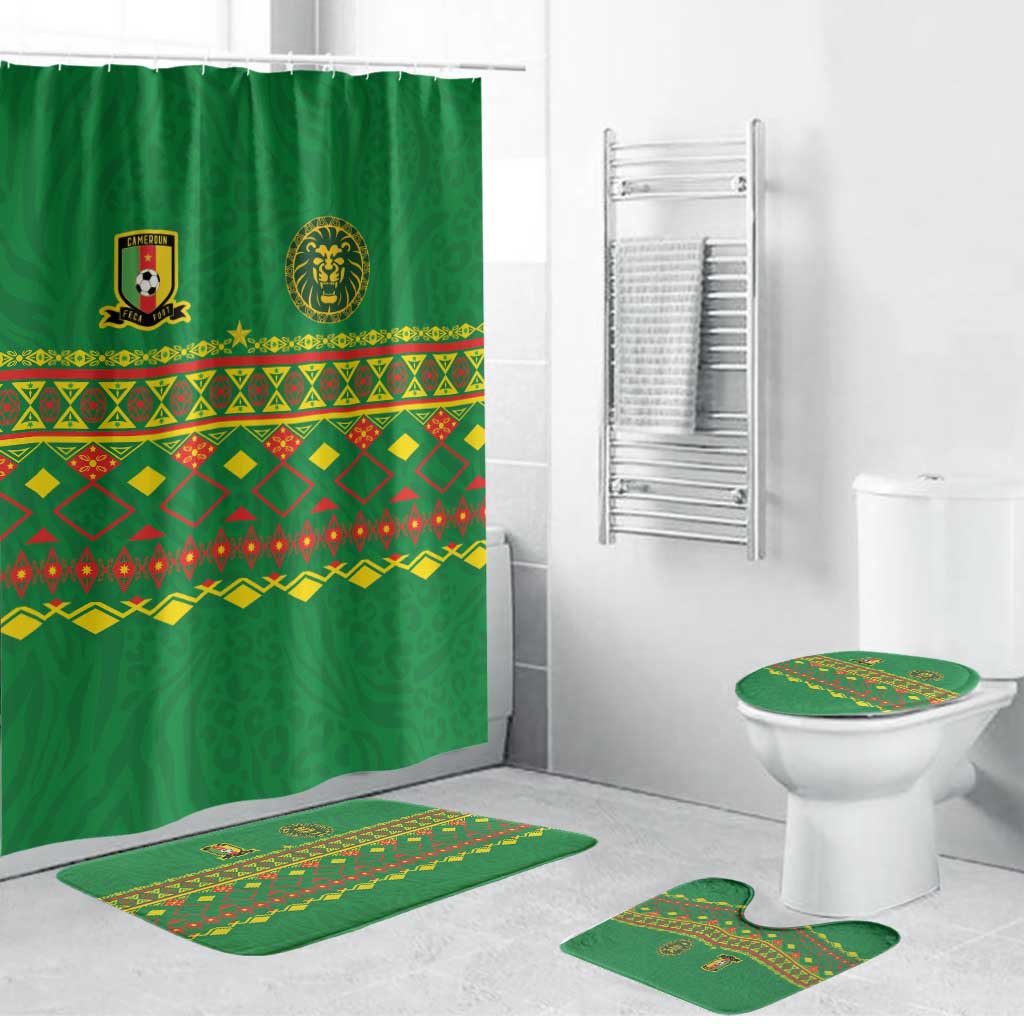 Cameroon Football Bathroom Set Tribal Motifs Green Color - Wonder Print Shop