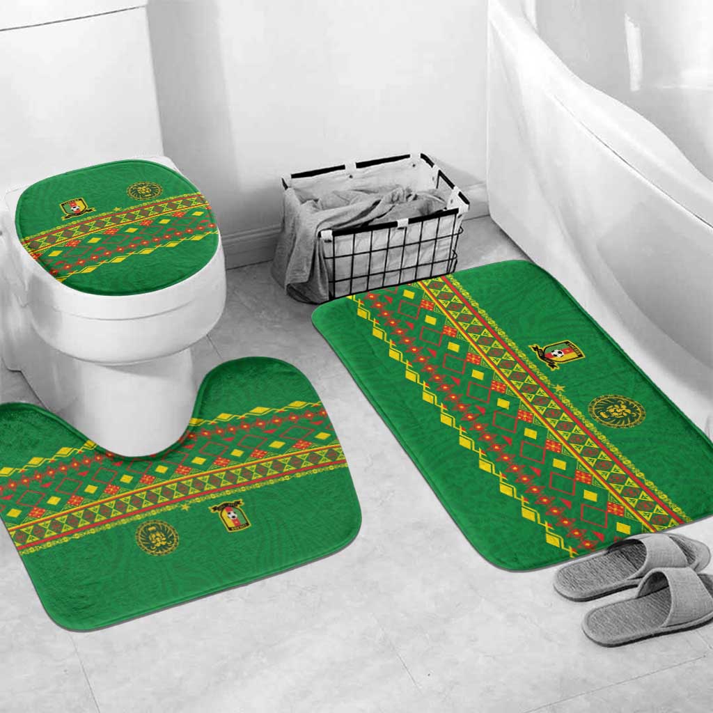 Cameroon Football Bathroom Set Tribal Motifs Green Color - Wonder Print Shop