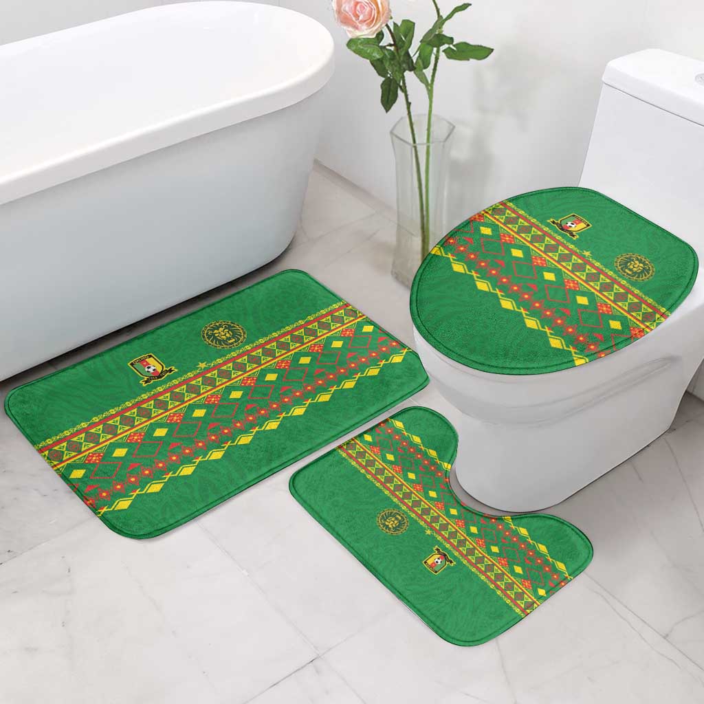 Cameroon Football Bathroom Set Tribal Motifs Green Color - Wonder Print Shop