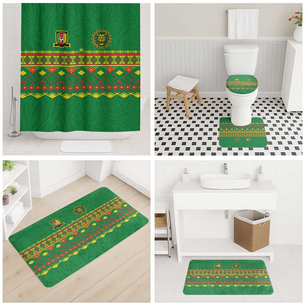 Cameroon Football Bathroom Set Tribal Motifs Green Color - Wonder Print Shop