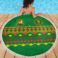 Cameroon Football Beach Blanket Tribal Motifs Green Color - Wonder Print Shop