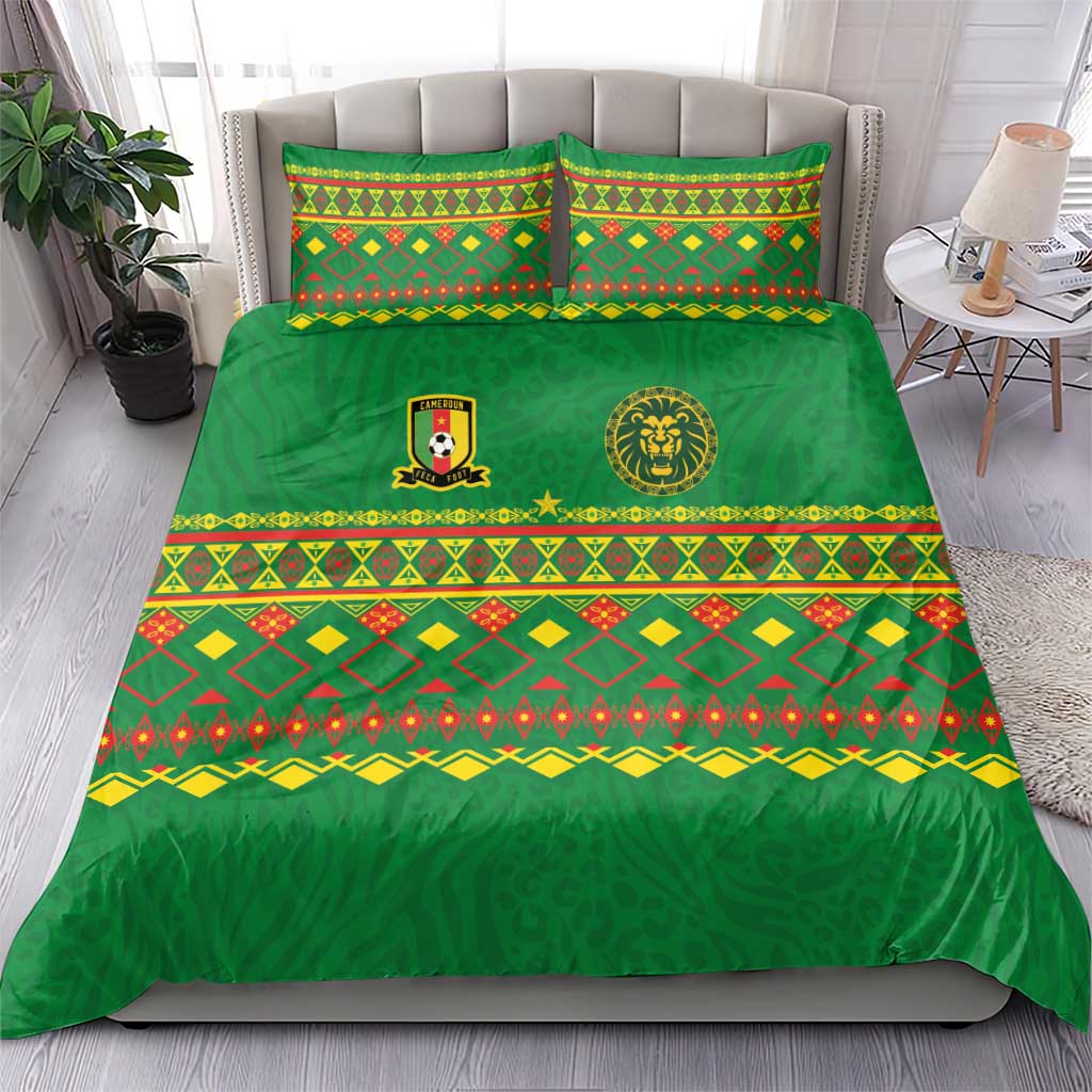 Cameroon Football Bedding Set Tribal Motifs Green Color - Wonder Print Shop