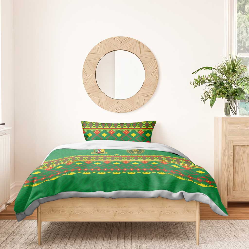 Cameroon Football Bedding Set Tribal Motifs Green Color - Wonder Print Shop