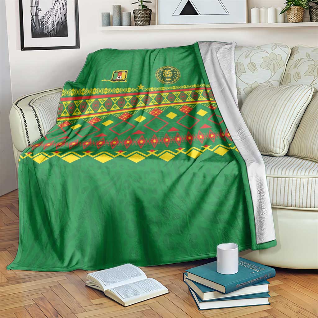 Cameroon Football Blanket Tribal Motifs Green Color - Wonder Print Shop
