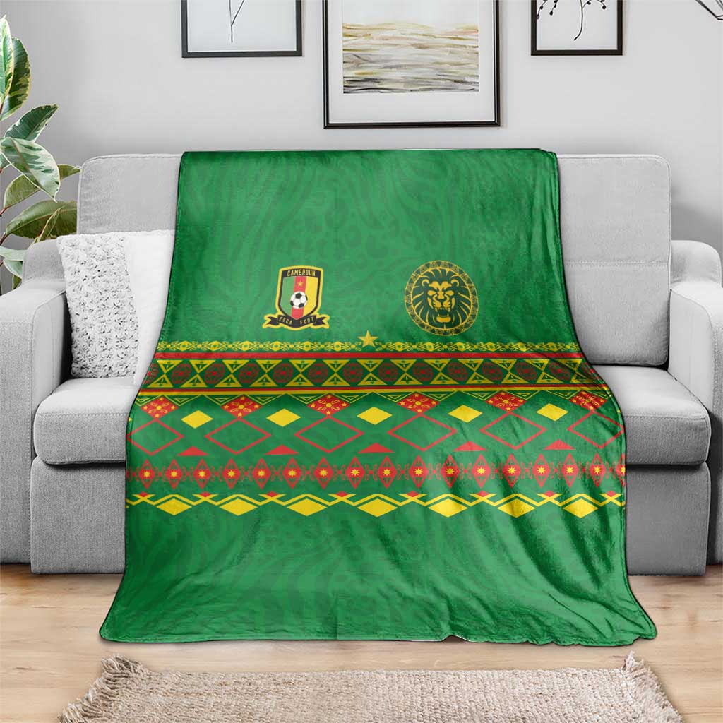 Cameroon Football Blanket Tribal Motifs Green Color - Wonder Print Shop