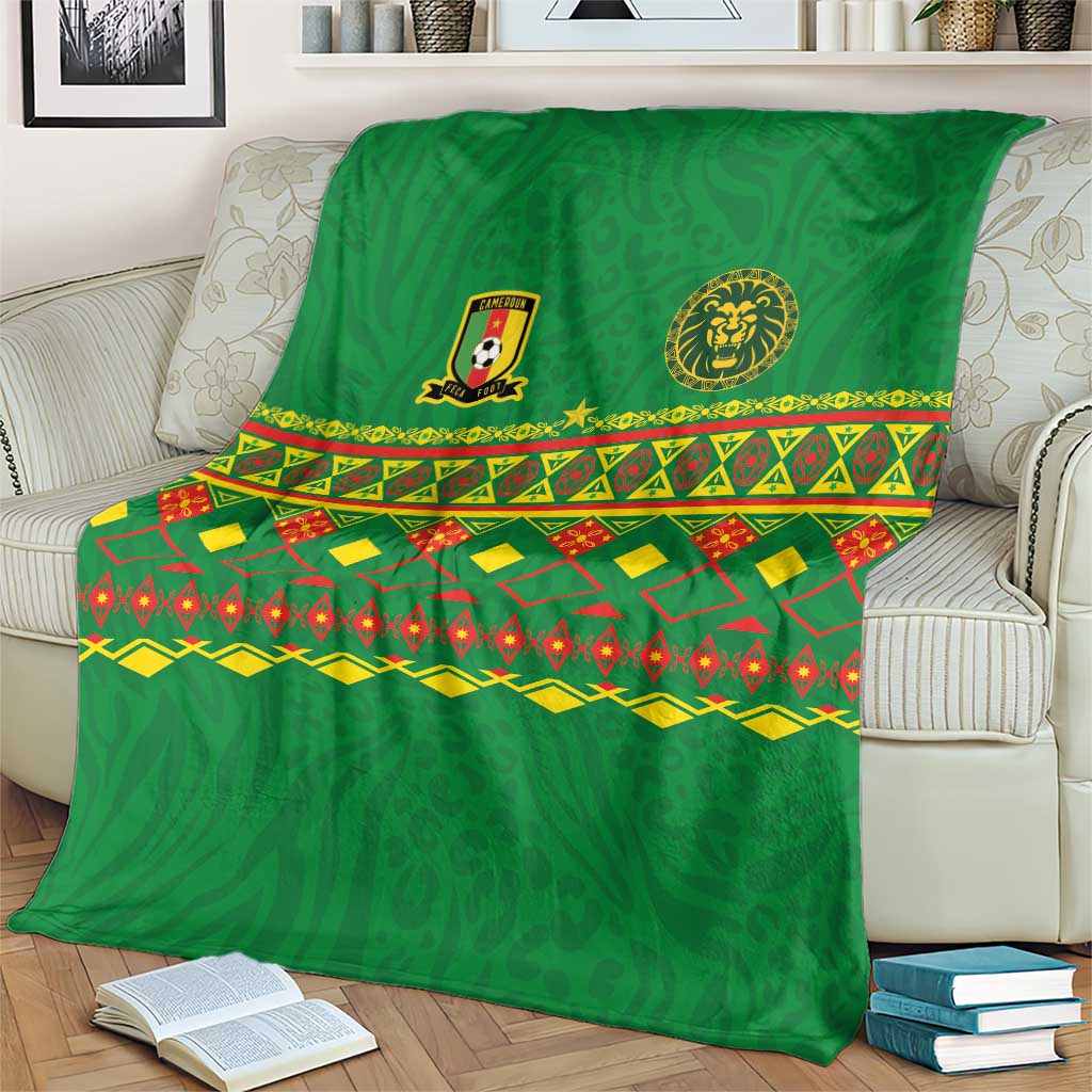 Cameroon Football Blanket Tribal Motifs Green Color - Wonder Print Shop
