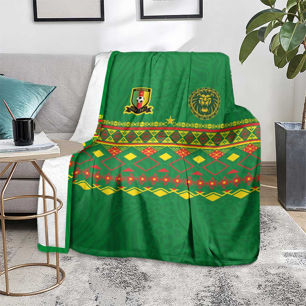 Cameroon Football Blanket Tribal Motifs Green Color - Wonder Print Shop