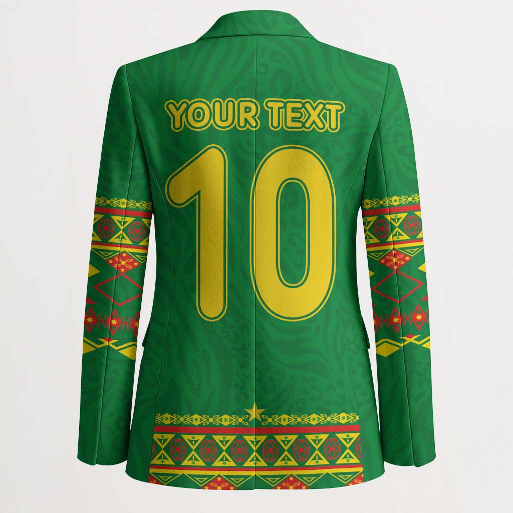 Custom Cameroon Football Blazer Tribal Motifs Green Color - Wonder Print Shop