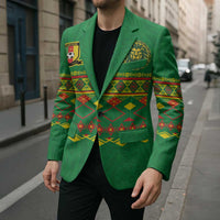 Custom Cameroon Football Blazer Tribal Motifs Green Color - Wonder Print Shop