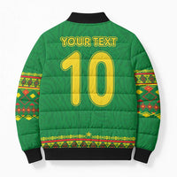 Custom Cameroon Football Bomber Puffer Jacket Tribal Motifs Green Color - Wonder Print Shop