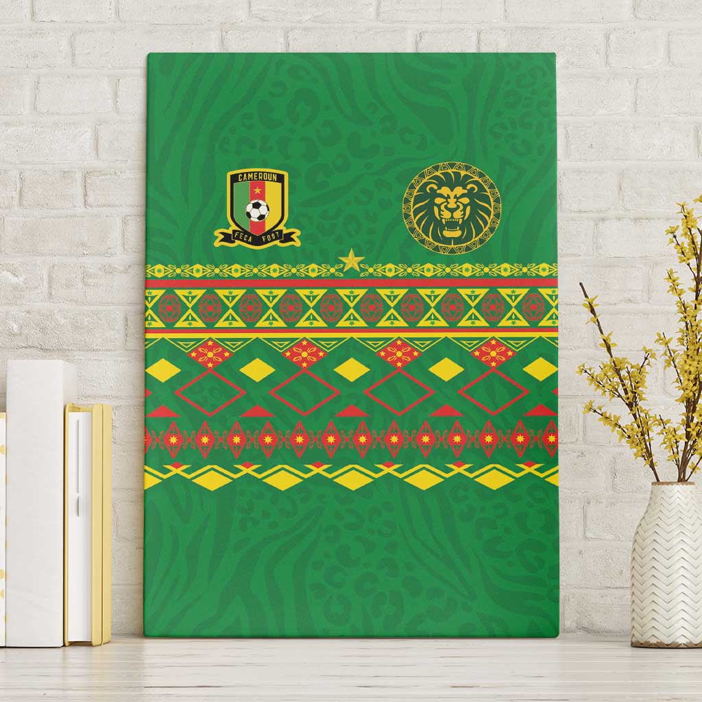 Cameroon Football Canvas Wall Art Tribal Motifs Green Color - Wonder Print Shop