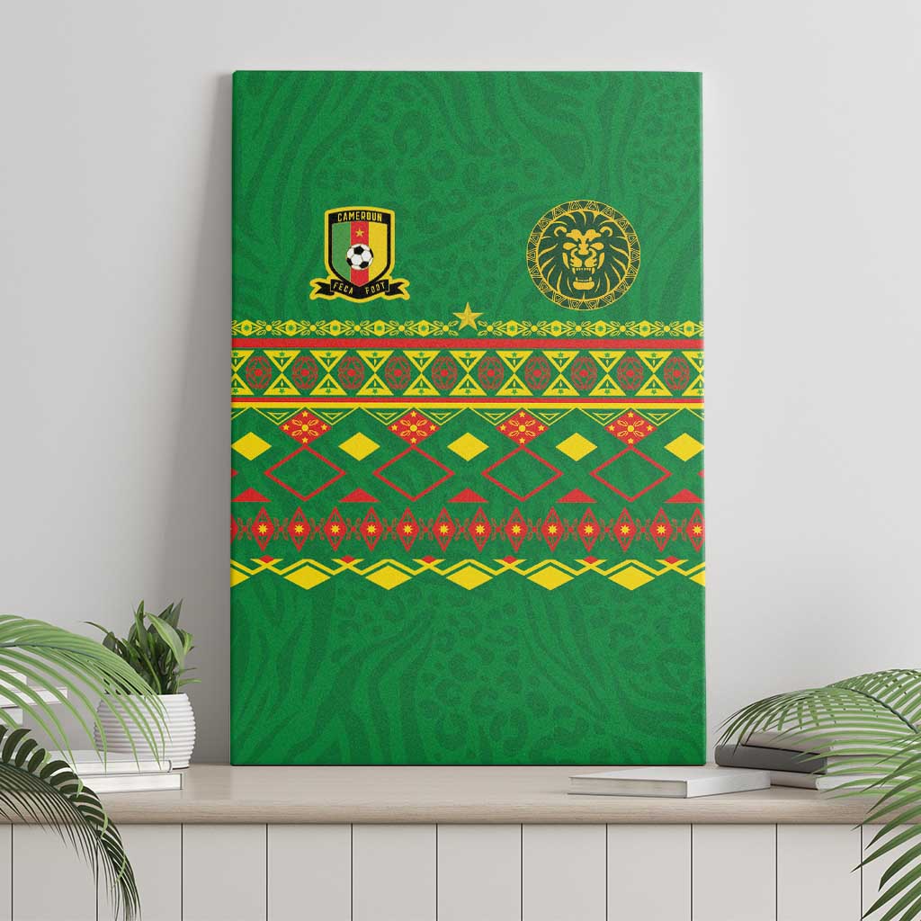 Cameroon Football Canvas Wall Art Tribal Motifs Green Color - Wonder Print Shop
