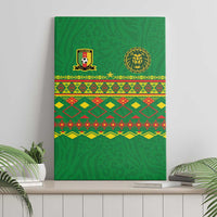 Cameroon Football Canvas Wall Art Tribal Motifs Green Color - Wonder Print Shop