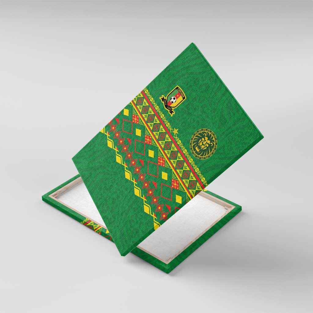 Cameroon Football Canvas Wall Art Tribal Motifs Green Color - Wonder Print Shop