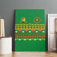 Cameroon Football Canvas Wall Art Tribal Motifs Green Color - Wonder Print Shop