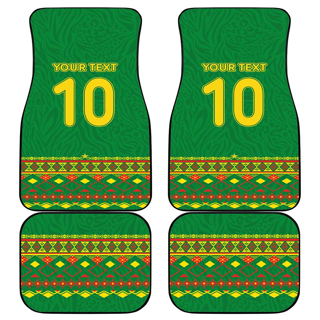 Custom Cameroon Football Car Mats Tribal Motifs Green Color - Wonder Print Shop