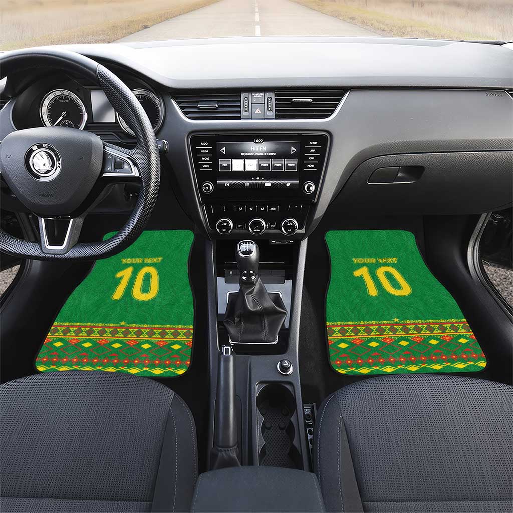 Custom Cameroon Football Car Mats Tribal Motifs Green Color - Wonder Print Shop
