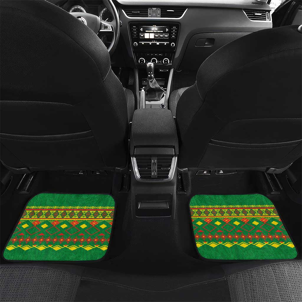 Custom Cameroon Football Car Mats Tribal Motifs Green Color - Wonder Print Shop