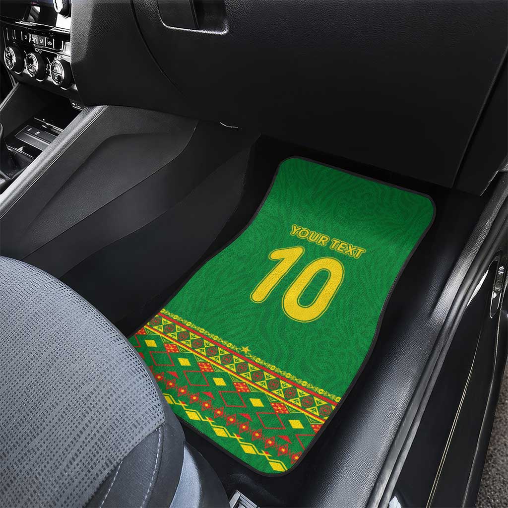 Custom Cameroon Football Car Mats Tribal Motifs Green Color - Wonder Print Shop