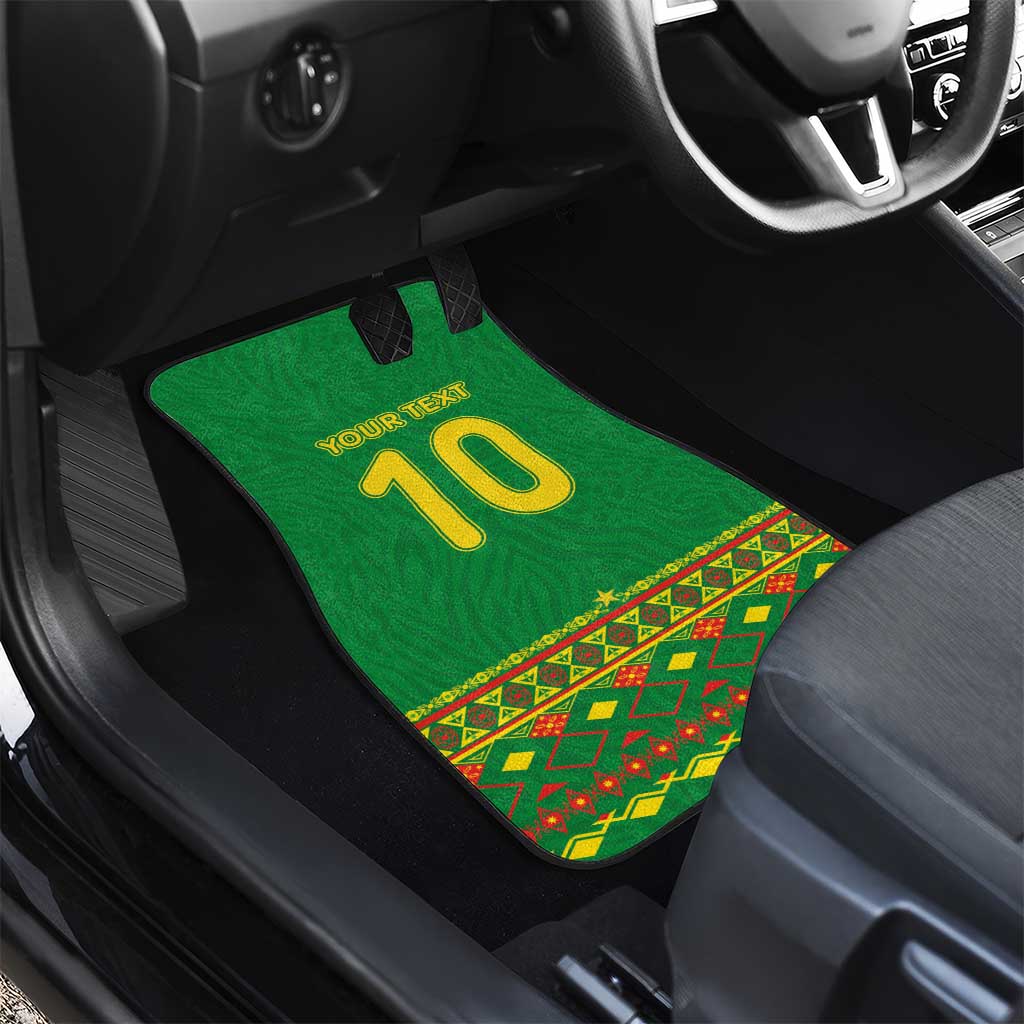 Custom Cameroon Football Car Mats Tribal Motifs Green Color - Wonder Print Shop