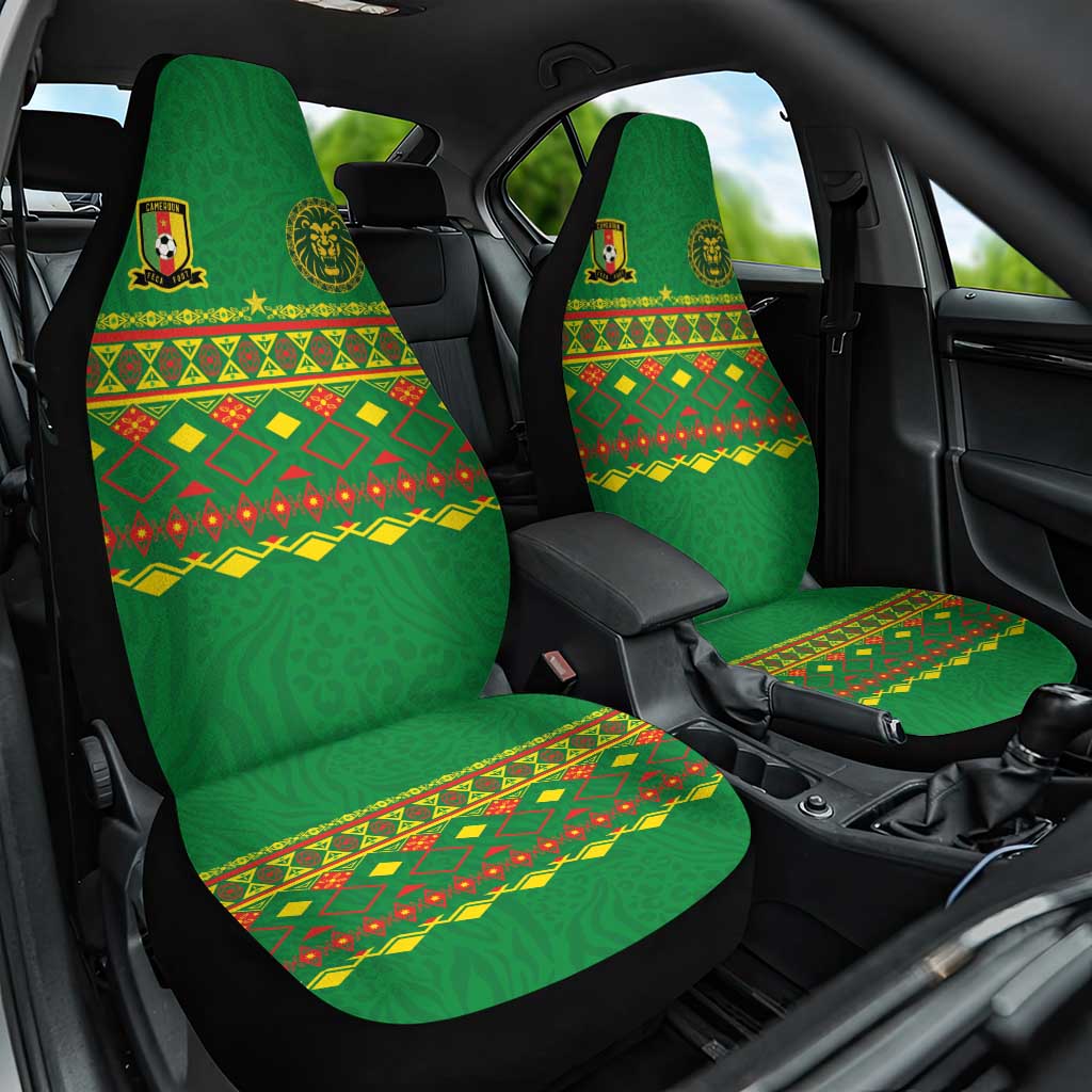 Cameroon Football Car Seat Cover Tribal Motifs Green Color - Wonder Print Shop