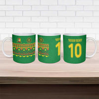 Custom Cameroon Football Ceramic Mug Tribal Motifs Green Color - Wonder Print Shop