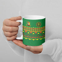 Custom Cameroon Football Ceramic Mug Tribal Motifs Green Color - Wonder Print Shop