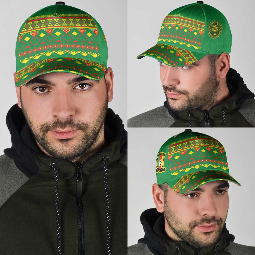 Cameroon Football Classic Cap Tribal Motifs Green Color - Wonder Print Shop