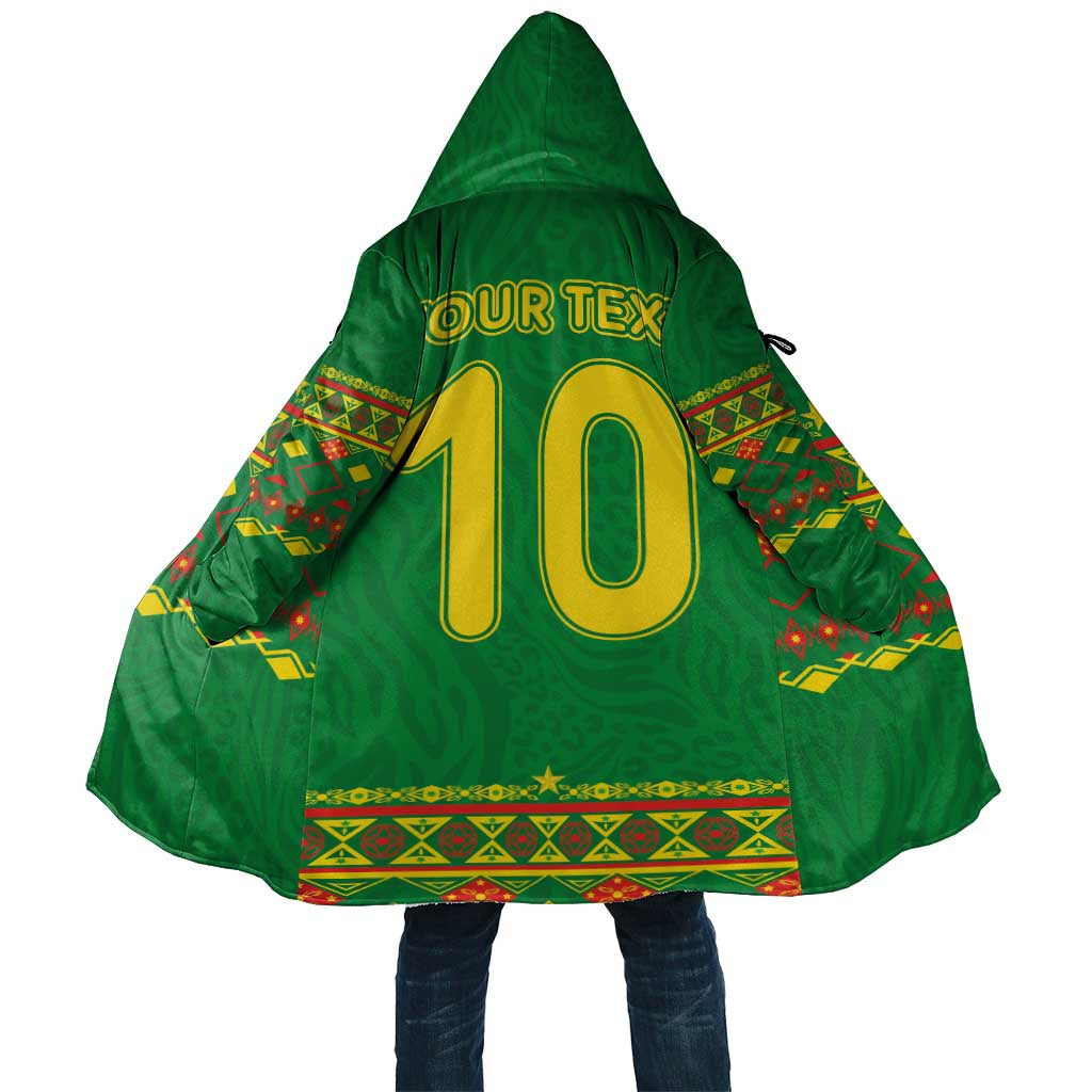 Custom Cameroon Football Cloak Tribal Motifs Green Color - Wonder Print Shop