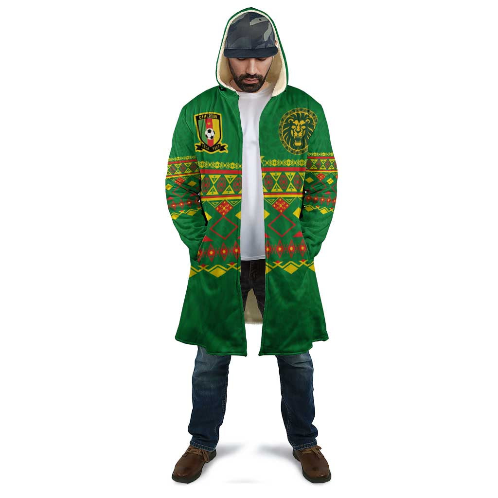 Custom Cameroon Football Cloak Tribal Motifs Green Color - Wonder Print Shop