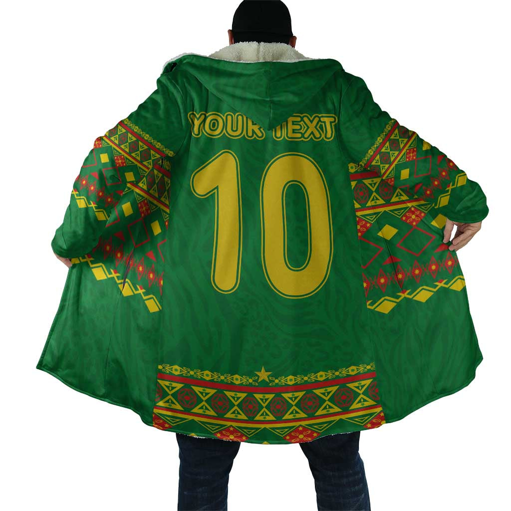 Custom Cameroon Football Cloak Tribal Motifs Green Color - Wonder Print Shop