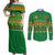 Custom Cameroon Football Couples Matching Off Shoulder Maxi Dress and Long Sleeve Button Shirt Tribal Motifs Green Color - Wonder Print Shop