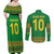 Custom Cameroon Football Couples Matching Off Shoulder Maxi Dress and Long Sleeve Button Shirt Tribal Motifs Green Color - Wonder Print Shop