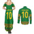 Custom Cameroon Football Couples Matching Summer Maxi Dress and Long Sleeve Button Shirt Tribal Motifs Green Color - Wonder Print Shop