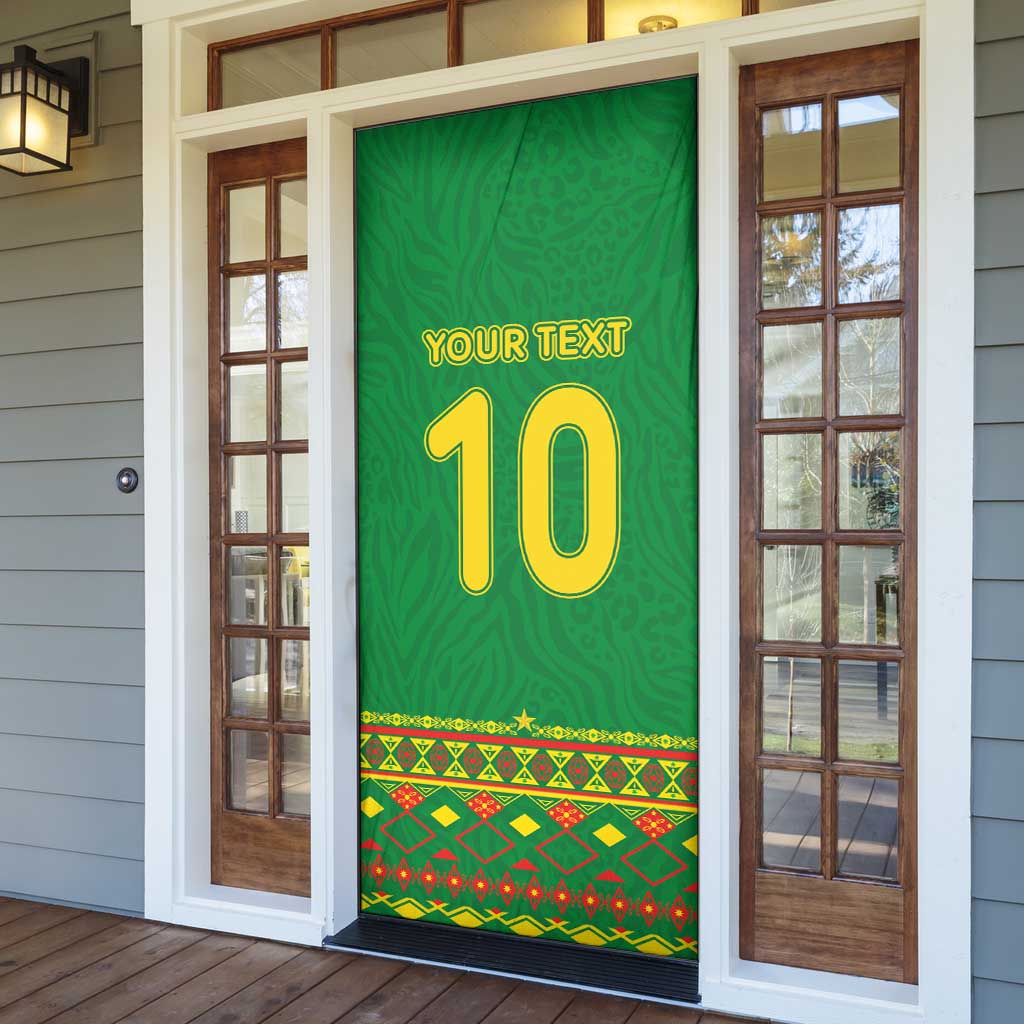 Custom Cameroon Football Door Cover Tribal Motifs Green Color - Wonder Print Shop