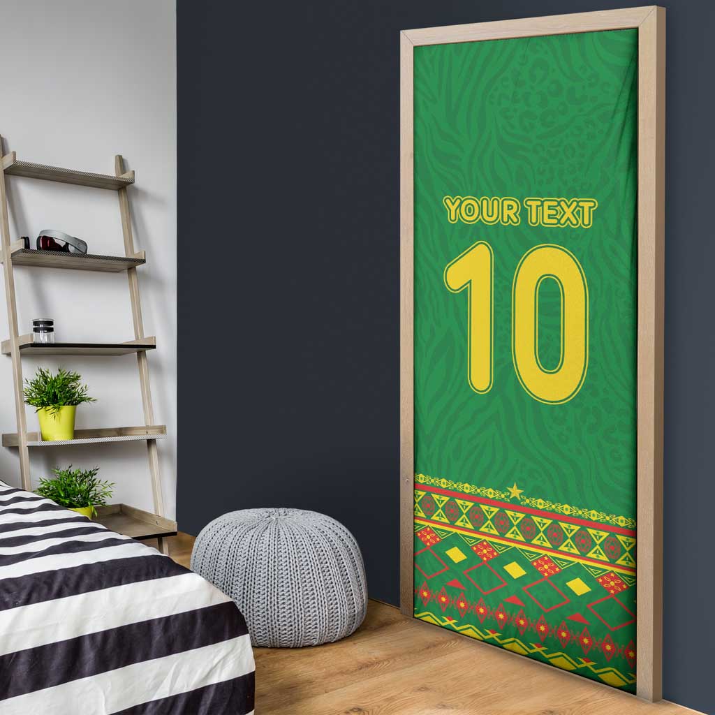 Custom Cameroon Football Door Cover Tribal Motifs Green Color - Wonder Print Shop