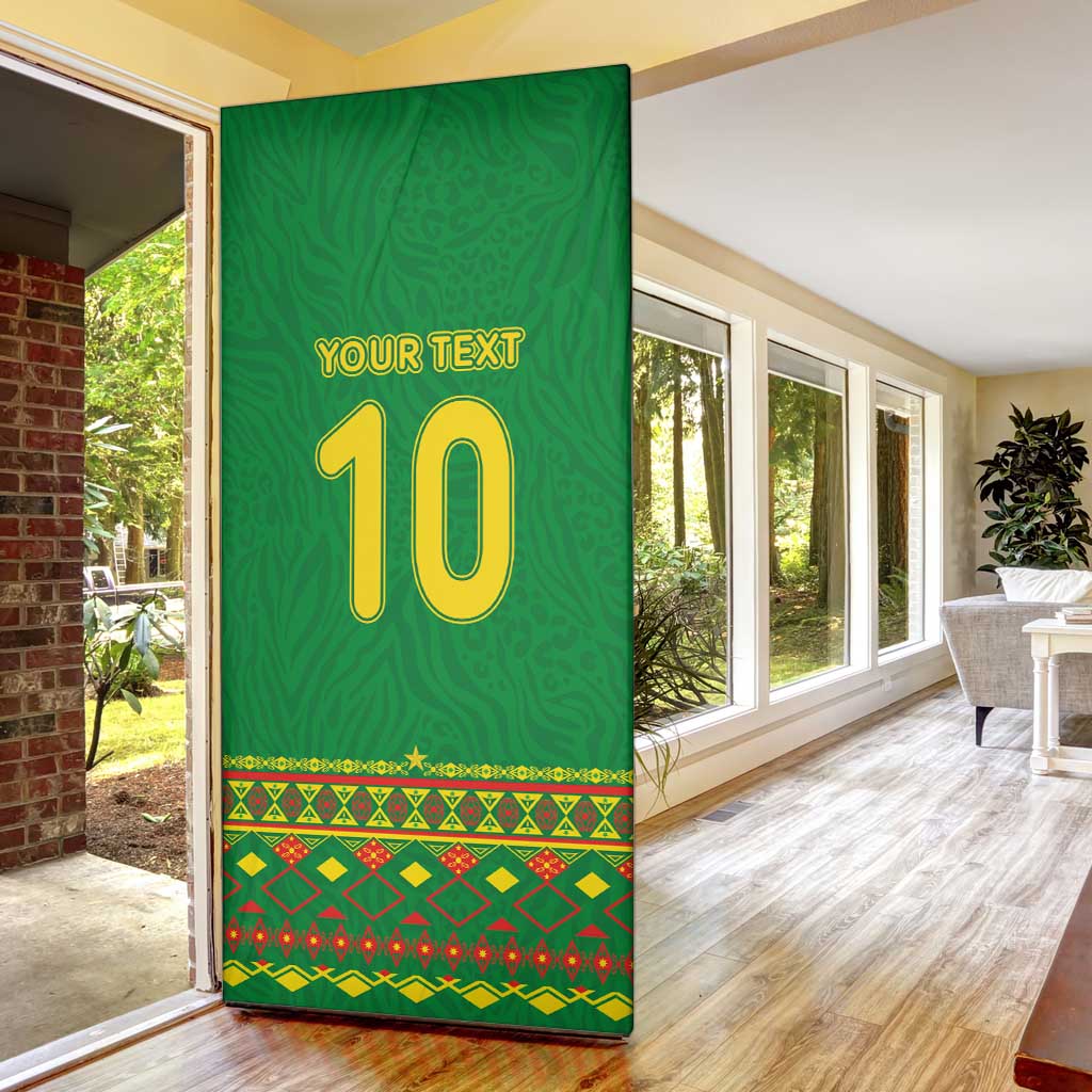 Custom Cameroon Football Door Cover Tribal Motifs Green Color - Wonder Print Shop