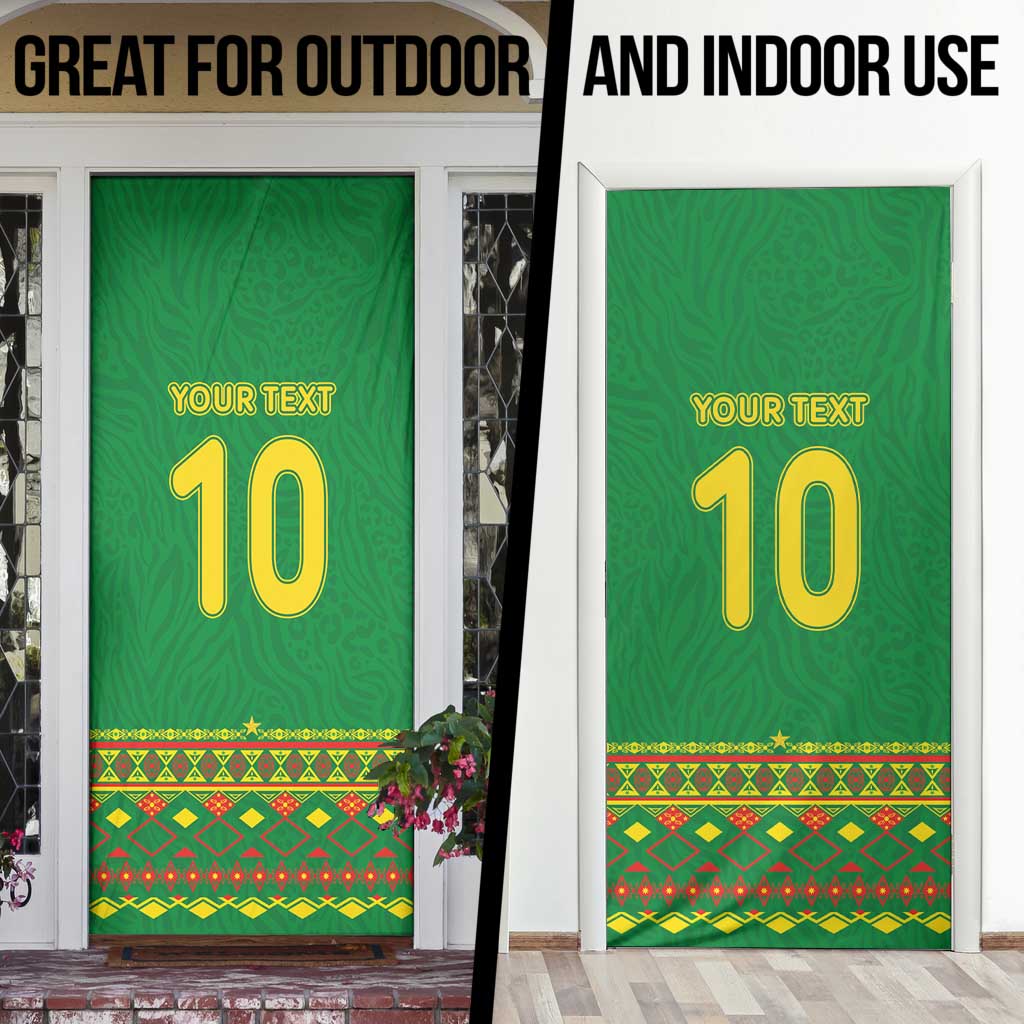 Custom Cameroon Football Door Cover Tribal Motifs Green Color - Wonder Print Shop