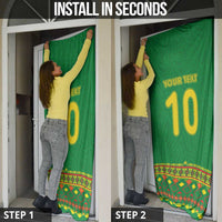 Custom Cameroon Football Door Cover Tribal Motifs Green Color - Wonder Print Shop