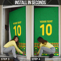 Custom Cameroon Football Door Cover Tribal Motifs Green Color - Wonder Print Shop