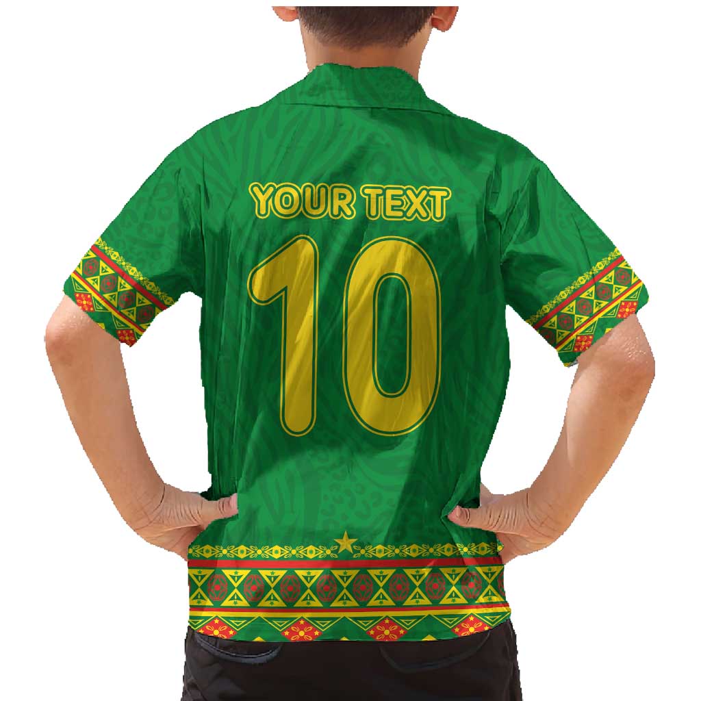 Custom Cameroon Football Family Matching Mermaid Dress and Hawaiian Shirt Tribal Motifs Green Color - Wonder Print Shop