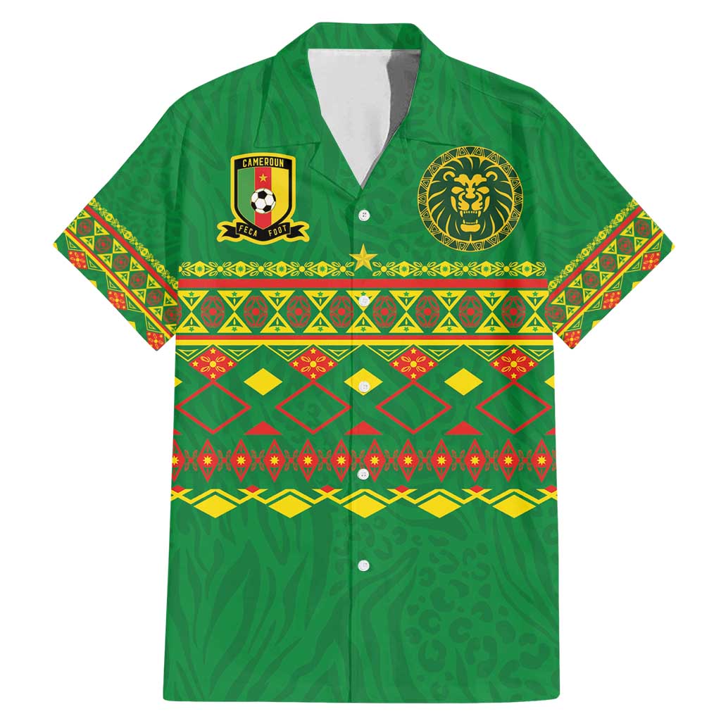 Custom Cameroon Football Family Matching Mermaid Dress and Hawaiian Shirt Tribal Motifs Green Color - Wonder Print Shop