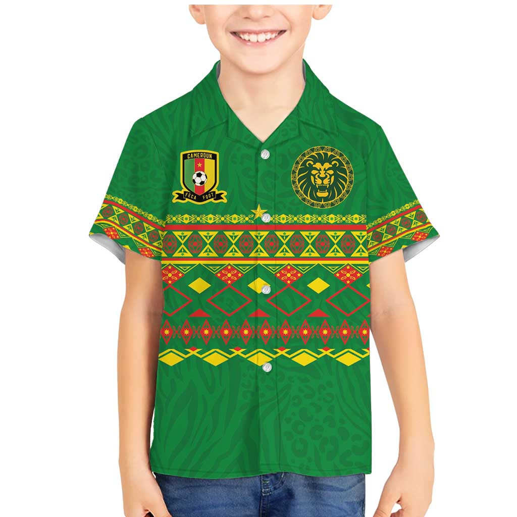 Custom Cameroon Football Family Matching Mermaid Dress and Hawaiian Shirt Tribal Motifs Green Color - Wonder Print Shop
