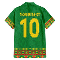 Custom Cameroon Football Family Matching Off Shoulder Maxi Dress and Hawaiian Shirt Tribal Motifs Green Color - Wonder Print Shop