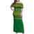 Custom Cameroon Football Family Matching Off Shoulder Maxi Dress and Hawaiian Shirt Tribal Motifs Green Color - Wonder Print Shop
