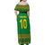 Custom Cameroon Football Family Matching Off Shoulder Maxi Dress and Hawaiian Shirt Tribal Motifs Green Color - Wonder Print Shop