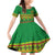 Custom Cameroon Football Family Matching Off Shoulder Short Dress and Hawaiian Shirt Tribal Motifs Green Color - Wonder Print Shop
