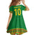 Custom Cameroon Football Family Matching Off Shoulder Short Dress and Hawaiian Shirt Tribal Motifs Green Color - Wonder Print Shop